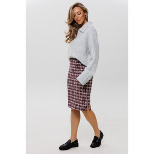 Юбка женская Ю25 (60 см) футер 2-х нитка пенье набивной (р-ры: 46-60) винный