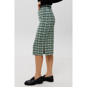 Юбка женская Ю25 (60 см) футер 2-х нитка пенье набивной (р-ры: 46-60) зеленый