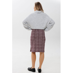 Юбка женская Ю25 (74 см) футер 2-х нитка пенье набивной (р-ры: 46-60) винный