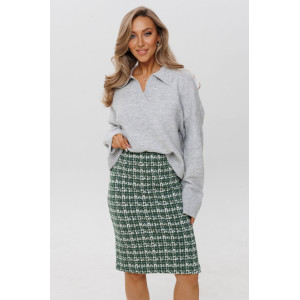 Юбка женская Ю25 (74 см) футер 2-х нитка пенье набивной (р-ры: 46-60) зеленый