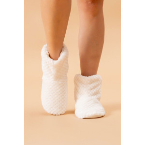 Тапки женские "Сапожки" велсофт (р-ры: 36-41) соты молочный Тапки женские "Сапожки" велсофт (р-ры: 36-41) соты молочный