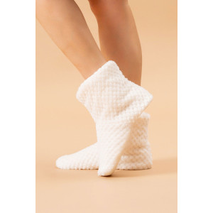 Тапки женские "Сапожки" велсофт (р-ры: 36-41) соты молочный Тапки женские "Сапожки" велсофт (р-ры: 36-41) соты молочный