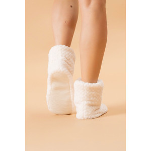 Тапки женские "Сапожки" велсофт (р-ры: 36-41) соты молочный Тапки женские "Сапожки" велсофт (р-ры: 36-41) соты молочный