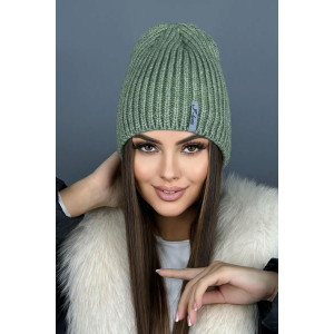 Шапка женская №60366 вязаная зеленый Шапка женская №60366 вязаная зеленый