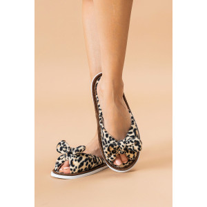 Тапки женские ЖВБ (р-ры: 36-41) леопард темный