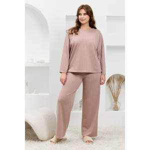 Костюм двойка женский "Материя-1" фактурный трикотаж (р-ры: 46-56) какао