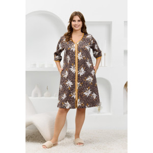Халат женский "Гевея" кулирка (р-ры: 50-64) коричневый Халат женский "Гевея" кулирка (р-ры: 50-64) коричневый
