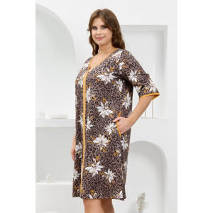 Халат женский "Гевея" кулирка (р-ры: 50-64) коричневый Халат женский "Гевея" кулирка (р-ры: 50-64) коричневый