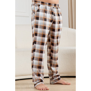 Брюки мужские "Тор-1" кулирка (р-ры: 48-62) клетка коричневая