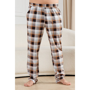 Брюки мужские "Тор-1" кулирка (р-ры: 48-62) клетка коричневая