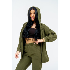 Костюм двойка женский 964 флис пенье антипилинг (р-ры: 44-58) хаки