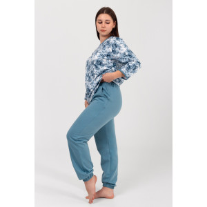 Костюм двойка женский ФК-28 "Мадина" футер 2-х нитка с начесом (р-ры: 50-60) индиго