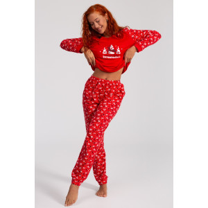 Костюм двойка женский НГ-01 "Зимний лес" кулирка (р-ры: 44-56) красный Костюм двойка женский НГ-01 "Зимний лес" кулирка (р-ры: 44-56) красный