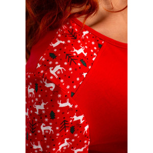 Костюм двойка женский НГ-01 "Зимний лес" кулирка (р-ры: 44-56) красный Костюм двойка женский НГ-01 "Зимний лес" кулирка (р-ры: 44-56) красный