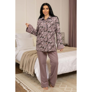 Пижама женская 2093/1 футер с начесом (р-ры: 48-62) какао