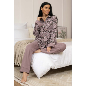 Пижама женская 2093/1 футер с начесом (р-ры: 48-62) какао