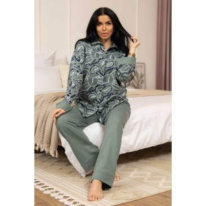 Пижама женская 2093 футер с начесом (р-ры: 48-62) зеленый