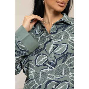 Пижама женская 2093 футер с начесом (р-ры: 48-62) зеленый