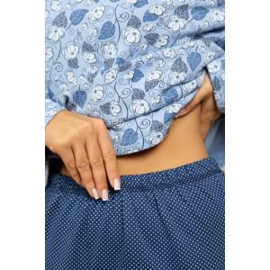 Пижама женская 1759/14 футер с начесом (р-ры: 48-62) голубой-синий