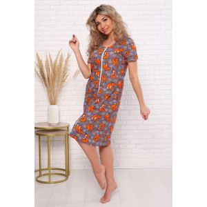 Халат женский "Лисички" кулирка (последний размер) серый 44,54