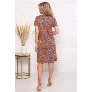 Халат женский "Лисички" кулирка (последний размер) серый 44,54