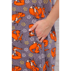 Халат женский "Лисички" кулирка (последний размер) серый 44,54