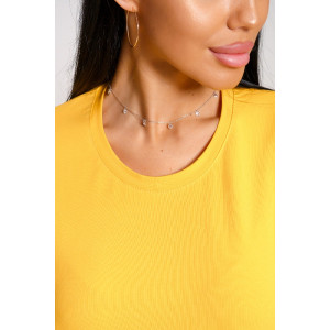 Футболка женская "Асимметрия" кулирка с лайкрой (последний размер) горчица 52