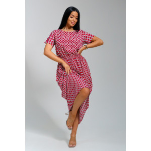 Платье женское "Ассоль" штапель (последний размер) красные кольца 46,48,50,52,56