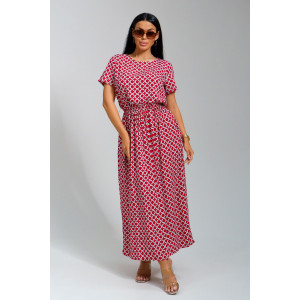 Платье женское "Ассоль" штапель (последний размер) красные кольца 46,48,50,52,56