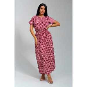 Платье женское "Ассоль" штапель (последний размер) красные кольца 46,48,50,52,56