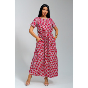 Платье женское "Ассоль" штапель (последний размер) красные кольца 46,48,50,52,56