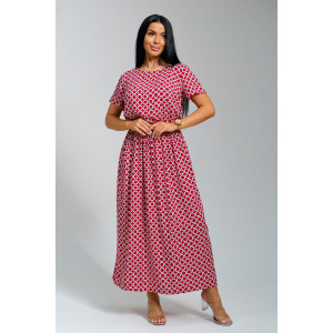 Платье женское "Ассоль" штапель (последний размер) красные кольца 46,48,50,52,56