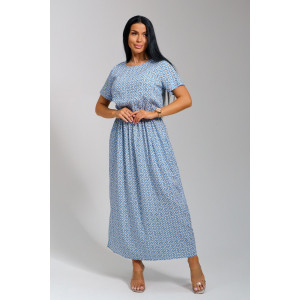 Платье женское "Ассоль" штапель (последний размер) голубые кольца 44,50,52,56