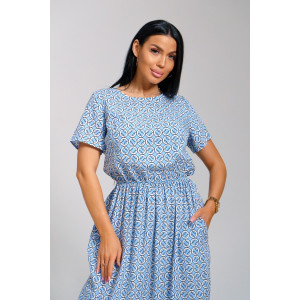 Платье женское "Ассоль" штапель (последний размер) голубые кольца 44,50,52,56
