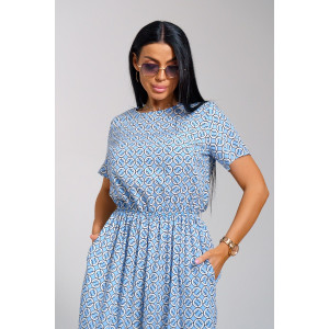Платье женское "Ассоль" штапель (последний размер) голубые кольца 44,50,52,56