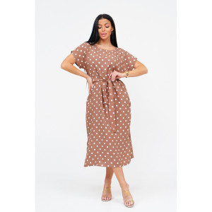 Платье женское "Одиссея" штапель (последний размер) кофе 56