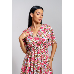 Платье женское "Ирис" штапель (последний размер) цветы 50