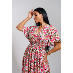 Платье женское "Ирис" штапель (последний размер) цветы 50