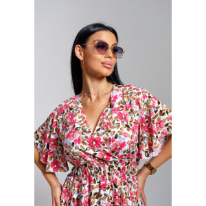 Платье женское "Ирис" штапель (последний размер) цветы 50