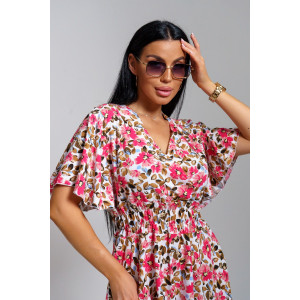 Платье женское "Ирис" штапель (последний размер) цветы 50