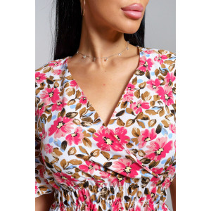 Платье женское "Ирис" штапель (последний размер) цветы 50