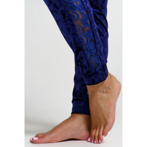 Костюм двойка женский "Маркиза" бархат+гипюр (последний размер) сапфир 48,50