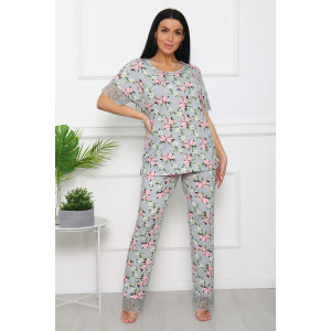 Костюм двойка женский "Стефания" вискоза (последний размер) розы 58