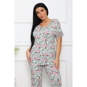 Костюм двойка женский "Стефания" вискоза (последний размер) розы 58