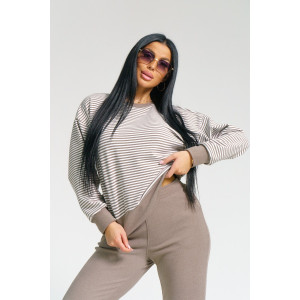 Костюм двойка женский "Морячка" поларфлис (последний размер) шоколад 46