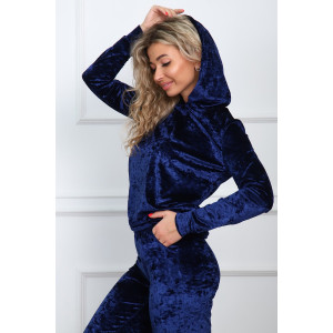 Костюм двойка женский "Гламур" велюр (последний размер) индиго 52
