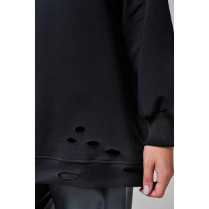 Толстовка женская №67188 футер с лайкрой 2-х нитка (р-ры: 44-60) черный Толстовка женская №67188 футер с лайкрой 2-х нитка (р-ры: 44-60) черный