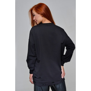 Толстовка женская №67188 футер с лайкрой 2-х нитка (р-ры: 44-60) черный Толстовка женская №67188 футер с лайкрой 2-х нитка (р-ры: 44-60) черный