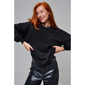 Толстовка женская №67188 футер с лайкрой 2-х нитка (р-ры: 44-60) черный Толстовка женская №67188 футер с лайкрой 2-х нитка (р-ры: 44-60) черный