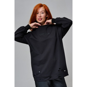 Толстовка женская №67188 футер с лайкрой 2-х нитка (р-ры: 44-60) черный Толстовка женская №67188 футер с лайкрой 2-х нитка (р-ры: 44-60) черный